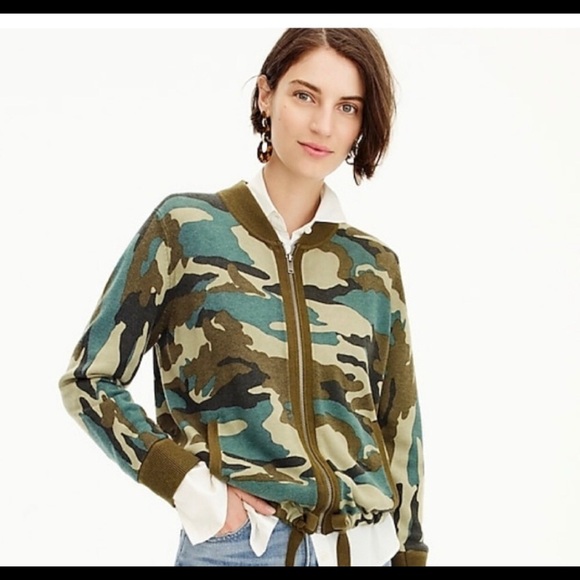 🌺🌺J.Crew knitted camo bomber cardigan 🌺🌺 - Picture 4 of 15